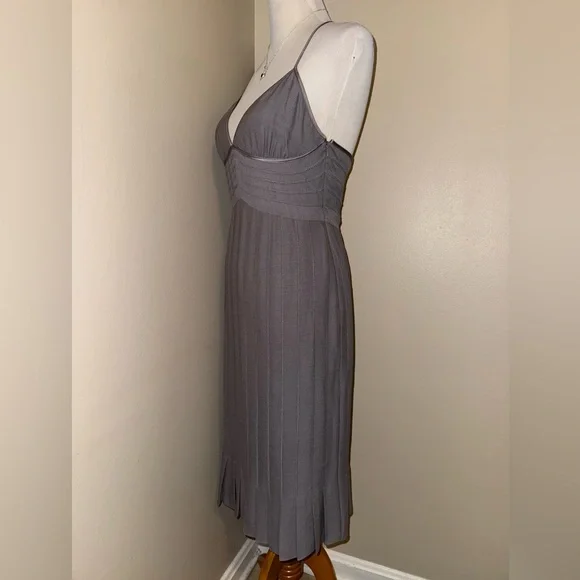 Catherine Malandrino Gray Sleeveless V-Neck Midi Dress,Size-8 - Picture 4 of 10